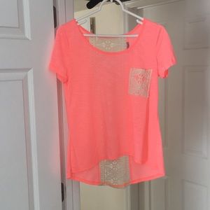 Neon Pink and Lace Charlotte Russe Women’s Top